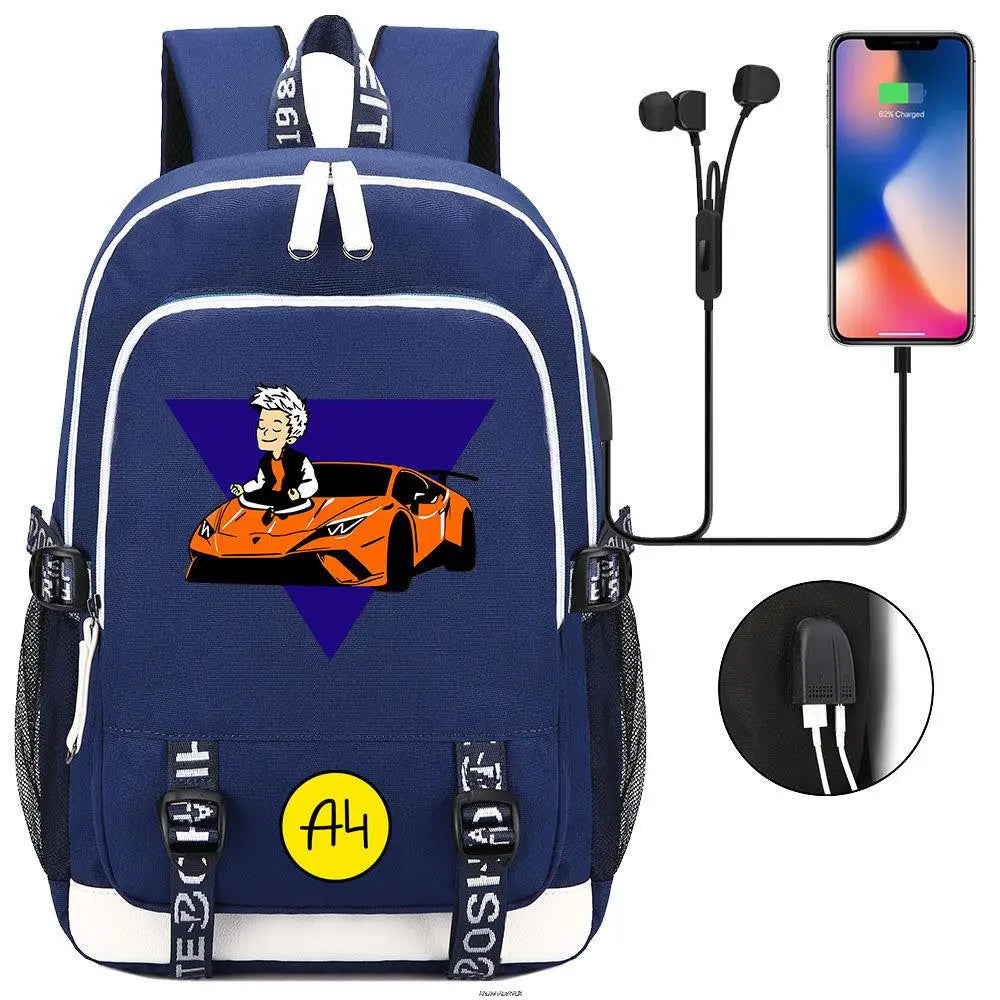 Anime USB Charging School Backpack Teenager Travel Bag