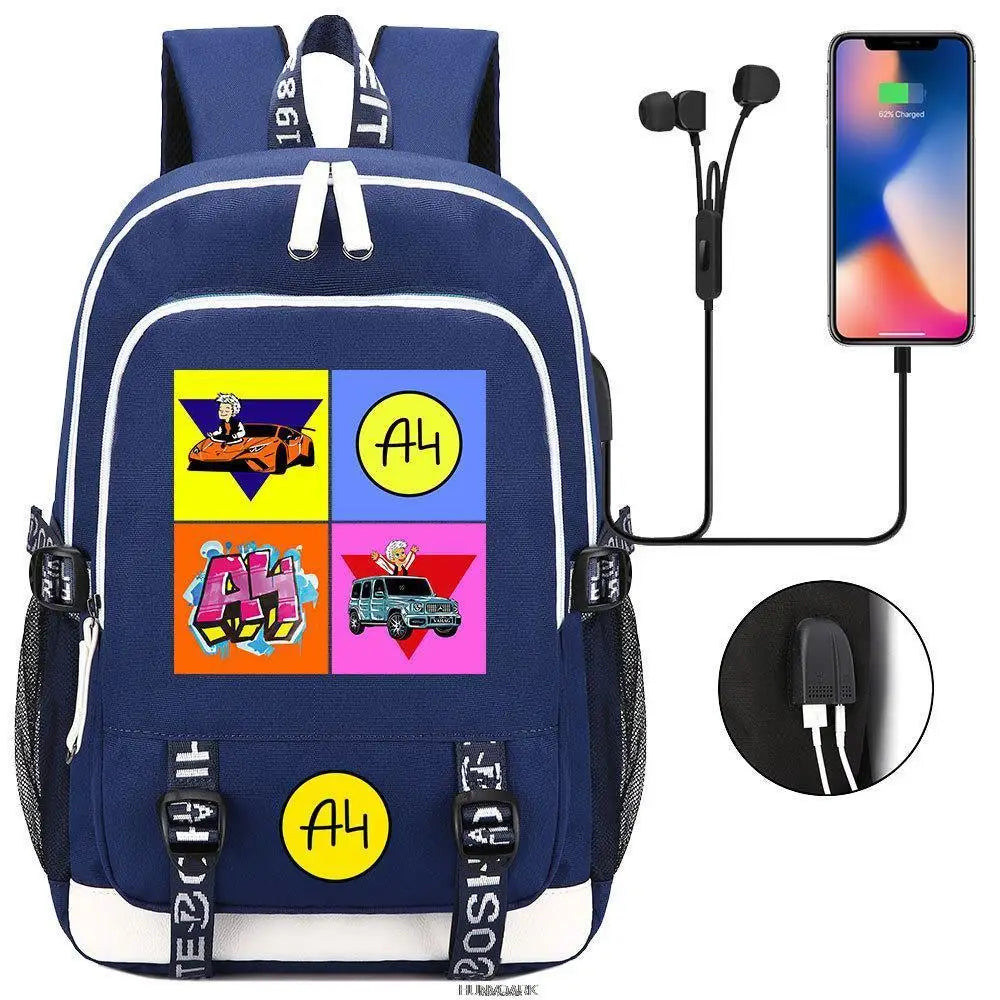 Anime USB Charging School Backpack Teenager Travel Bag