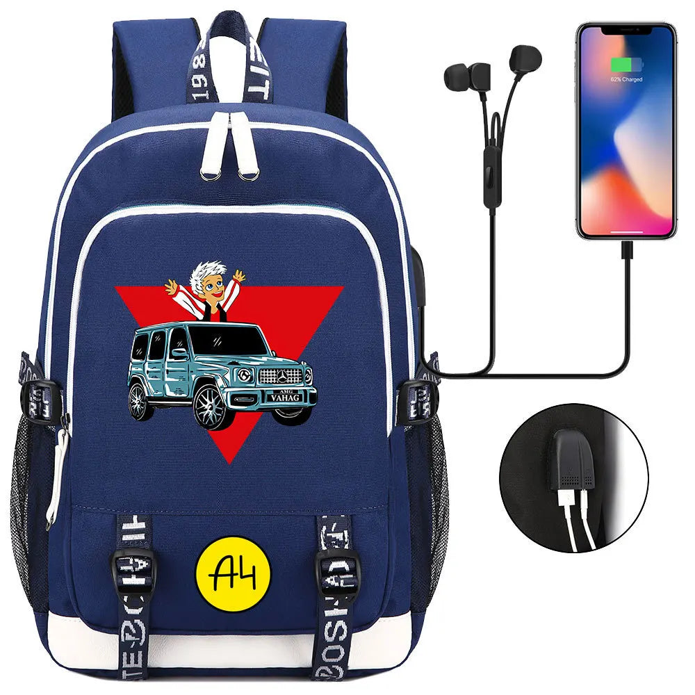 Boys and Girls Backpack USB Charging School Bags Anime Unisex Backpack