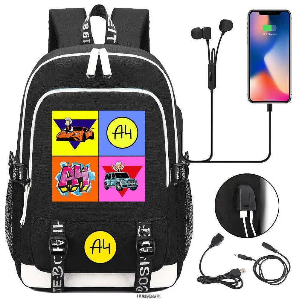 Anime USB Charging School Backpack Teenager Travel Bag