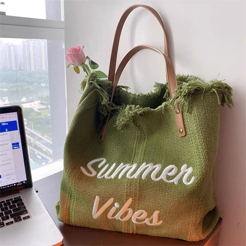 Women Vacation Style Shoulder Bag Large Capacity Beach Tote Bag