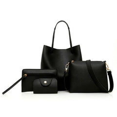 4 PCS Women Lady Leather Handbag Set Shoulder Bags Tote Purse Satchel Clutch