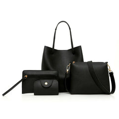 4 PCS Women Lady Leather Handbag Set Shoulder Bags Tote Purse Satchel Clutch