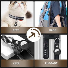 4 Pcs Leather Protective Holder for Airtag with Keychain - Air Tag Accessories