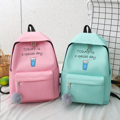 4 Pcs Female Backpack Canvas Schoolbags for Teenage Girls