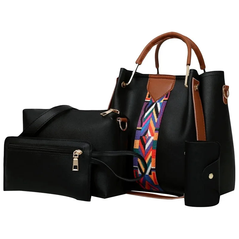 4 Pcs Women Handbag Messenger Bags Lady Shoulder Bag PU Leather C