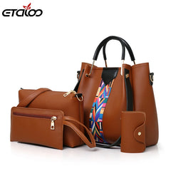 4 Pcs/set Women Handbag Messenger Bags Shoulder Bag Lady PU Leather C