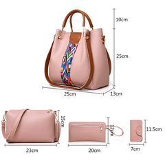 4 Pcs/set Women Handbag Messenger Bags Shoulder Bag PU Leather Shopper Tote