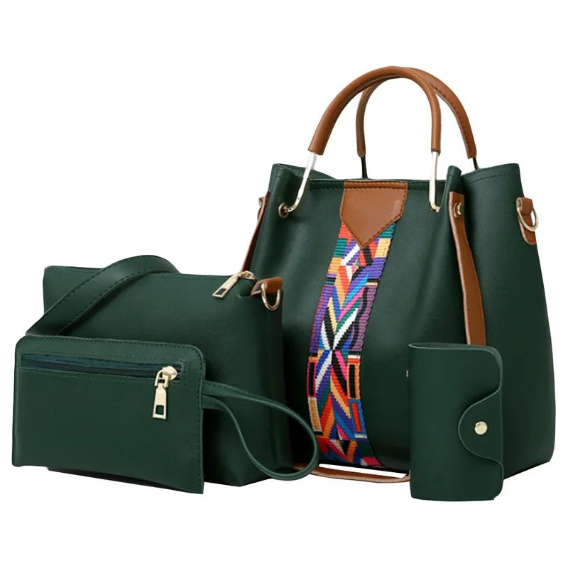 4 Pcs/set Women Handbag Messenger Bags Shoulder Bag PU Leather Shopper Tote