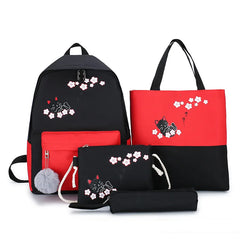 Woman Laptop Backpack Ribbons School Backpacks cat Schoolbag For Teenagers Girls