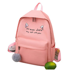 4 pcs Canvas Schoolbags for Teenage Girls Shoulder Bags Female Backpack