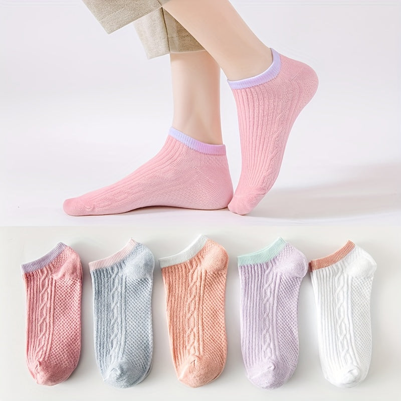 5 Pairs Girls Kids Thin Low Cut Ankle Socks for Summer