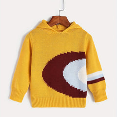 Kids Hooded Jacquard Knit Pullover Long Sleeve Casual Hoodie