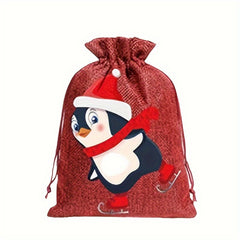 4pcs Burlap Christmas Bags 15 24 X 20 32 Cm Classic Style