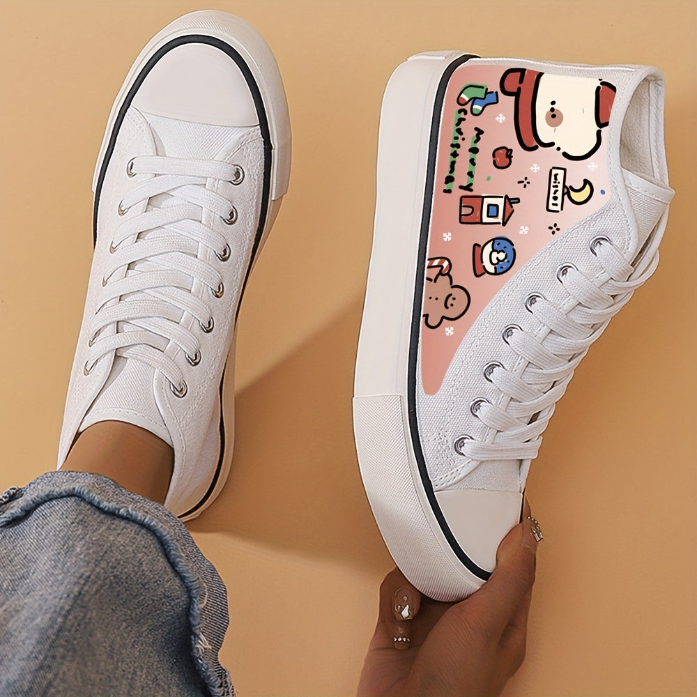 Christmas Cartoon Print Lightweight High Top Canvas Sneakers