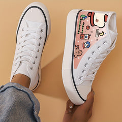 Christmas Cartoon Print Lightweight High Top Canvas Sneakers