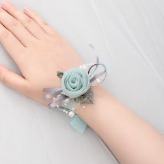 Bridesmaid Wrist Flowers Faux Pearl Bracelet Wedding Supply