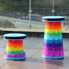 Rainbow Telescopic Stool Adjustable Height 400lbs Camping Fishing Hiking BBQs