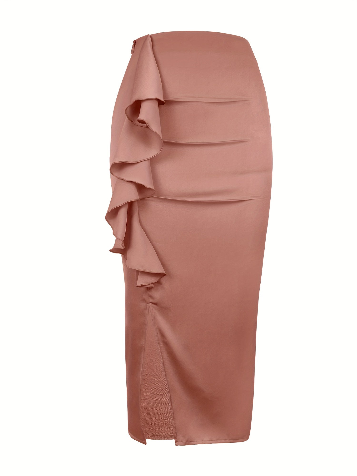 Ruffle Trim Split Bodycon Skirt for Women