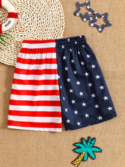 Boys Star Striped Digital Print Swimming Beach Shorts Kids Clothes