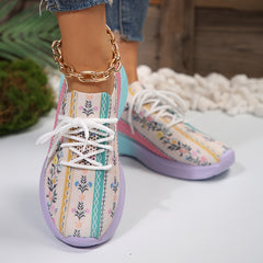 Casual Floral Print Running Shoes Breathable Lightweight Sport Sneakers
