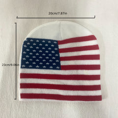 American Flag Knitted Hat Versatile Beanie Hat