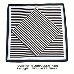 Striped Bandana Classic Print Square Scarf Head Wrap Women Satin Neckerchief Hai