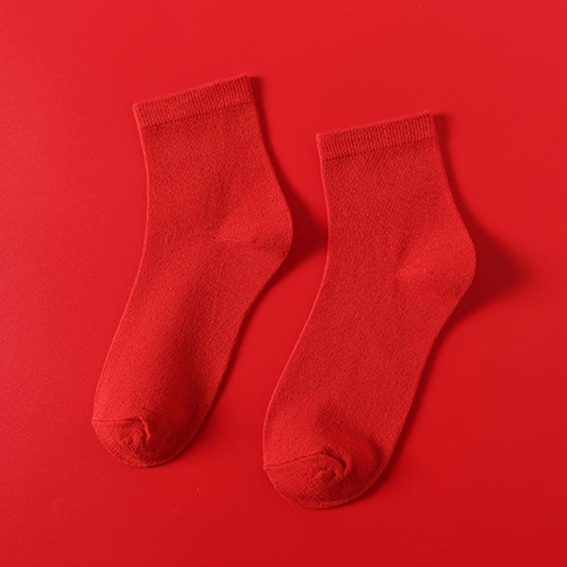 5 Pairs Red Mid tube Socks Women's Stockings