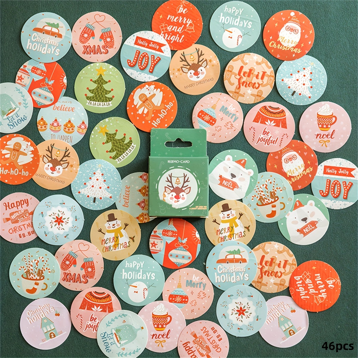 46pcs Merry Christmas Box Stickers Scrapbooking Label Diary Stationery
