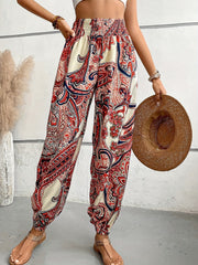 Paisley Print Stirred Waist Carrot Pants Baggy Pants
