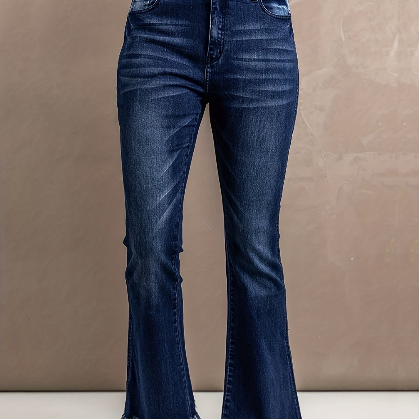 Retro Flared Leg Jeans with Raw Trim