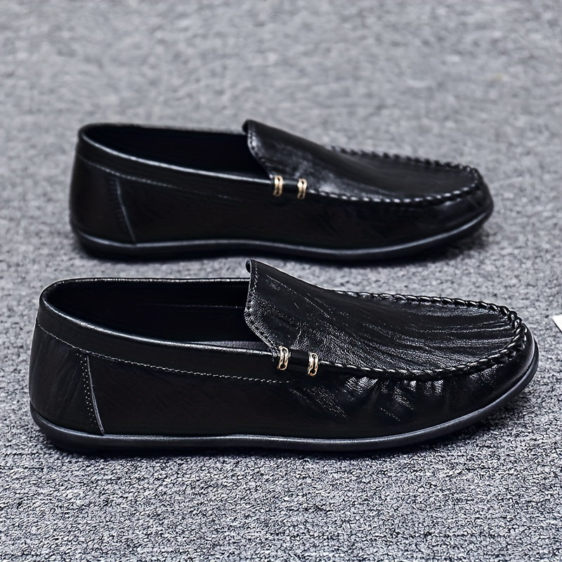 Men's Moc Toe Loafer Shoes PU Leather Slip On Shoes