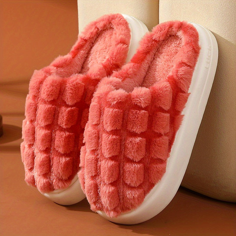 Women's Quilted Plaid Slippers Soft Sole Cozy Indoor Shoes