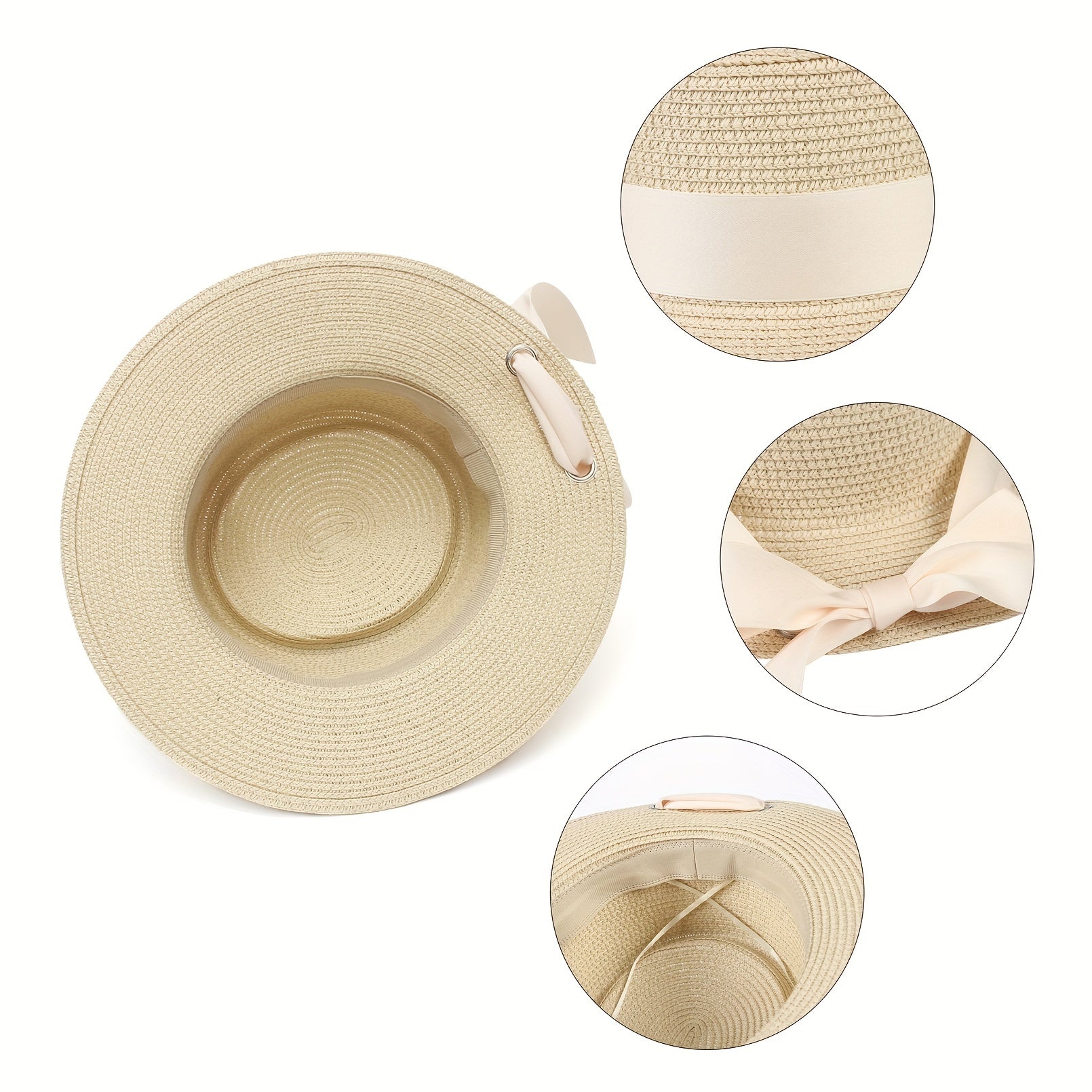 Paper Woven Ribbon Sun Hat for Beach Holiday Travel