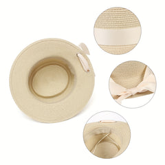 Paper Woven Ribbon Sun Hat for Beach Holiday Travel