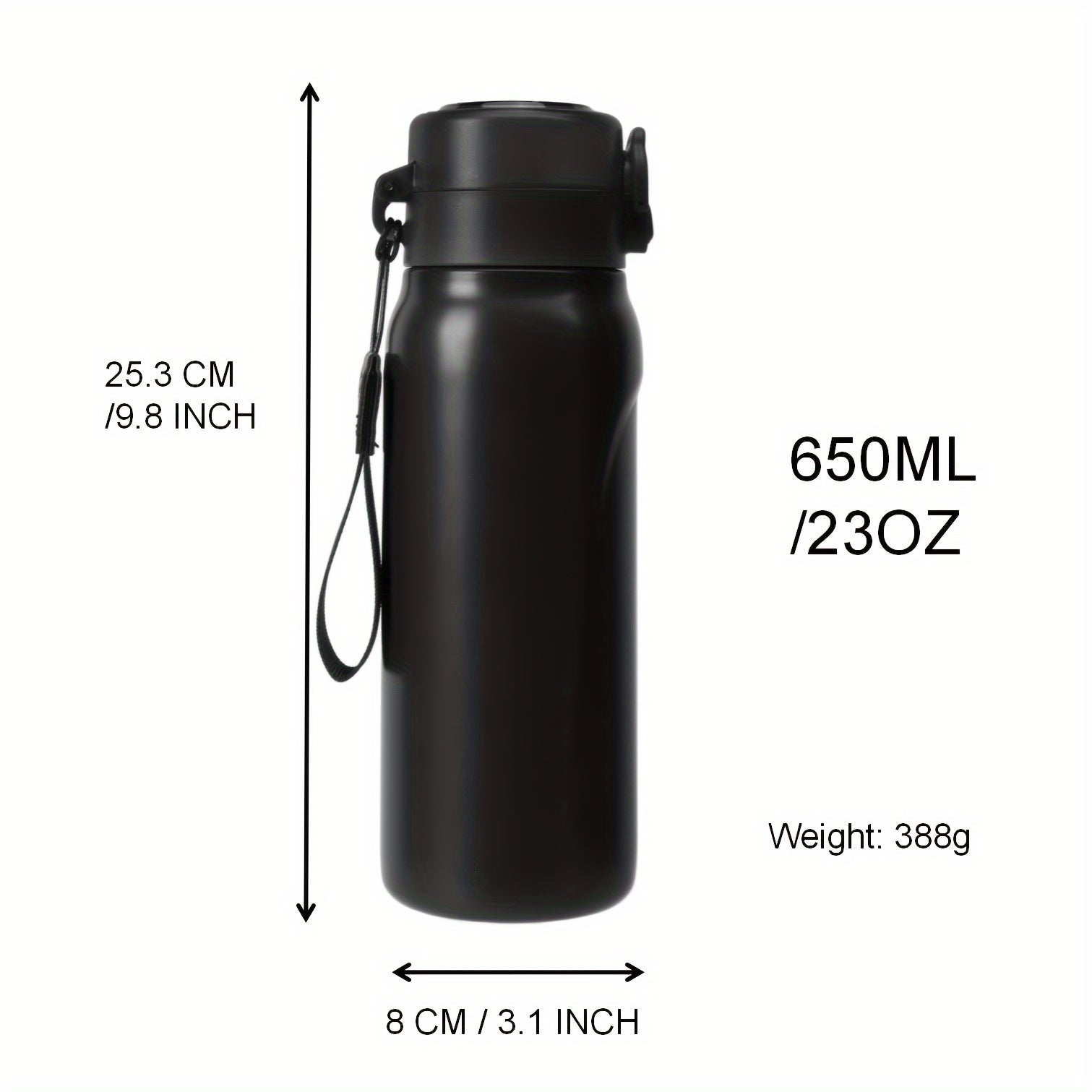 22oz Stainless Steel Water Bottle Flip Top Leakproof Cup Double Walled