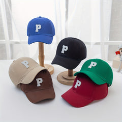 Boys P Letter Embroidered Baseball Cap Adjustable Comfortable Sun Hat