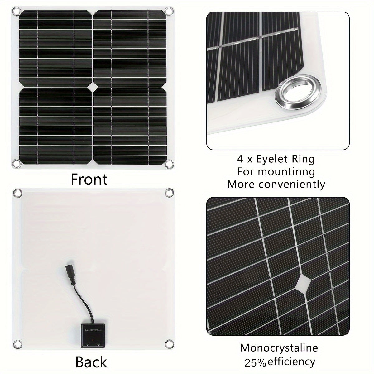 Portable Solar Panel Kit 60A 100A Solar Controller Dual USB 12 5V DC 30W 60W