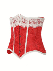 Jacquard Strapless Corset Bustier Lace Up Body Shaper