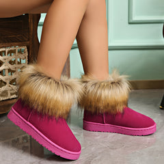 Women's Non-Slip Thick Fluffy Snow Boots Winter Warm Medium Tube Shoes