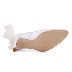 Mesh Stiletto Heeled Shoes with Bowknot Details