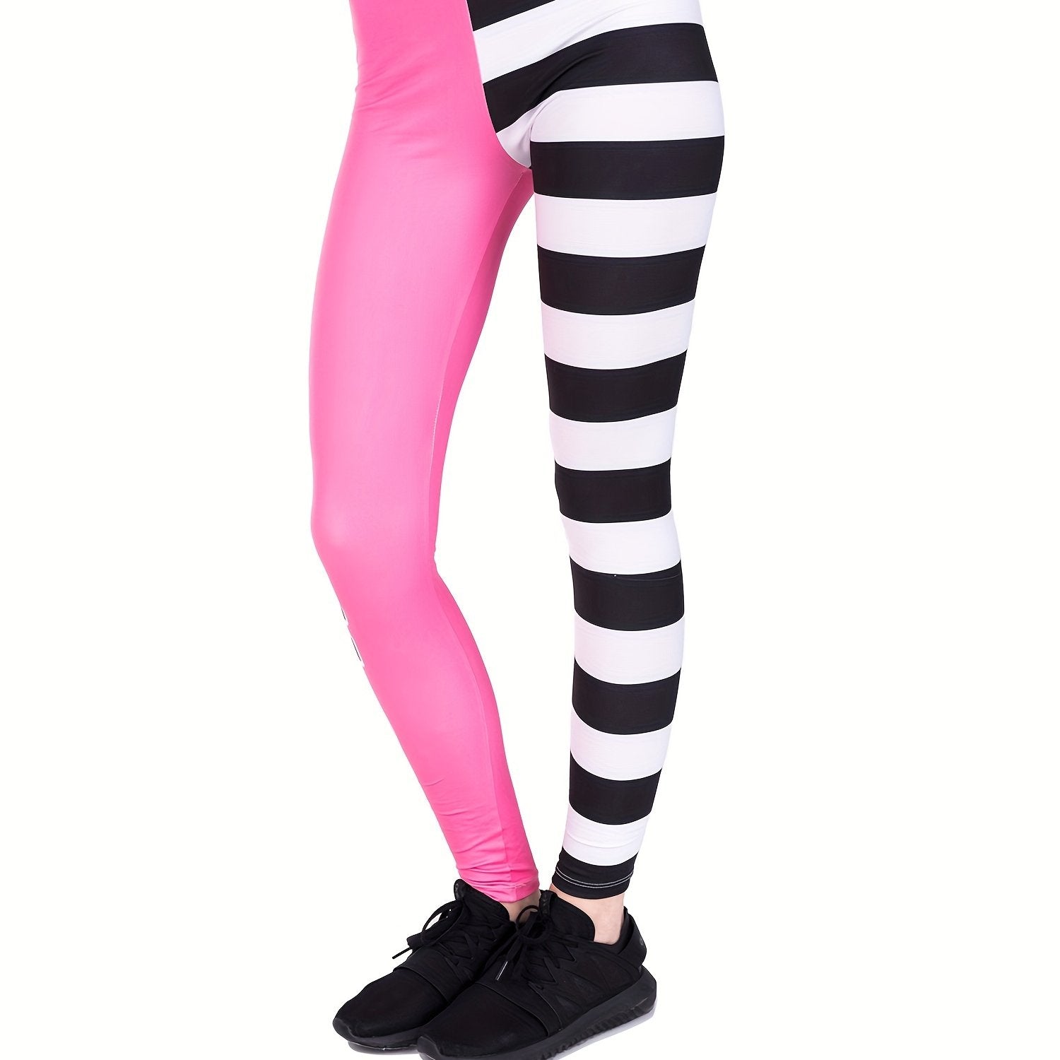 Striped Contrast Leggings Casual High Waist Skinny Leggings