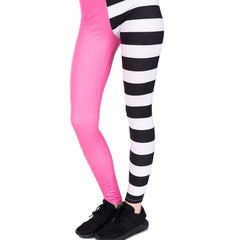 Striped Contrast Leggings Casual High Waist Skinny Leggings
