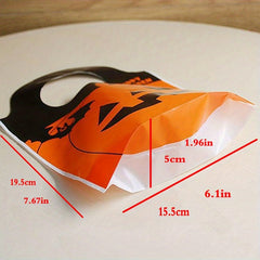 50pcs Halloween Party Gift Bag Plastic Goodie Candy Bag Pumpkin Candy Bag
