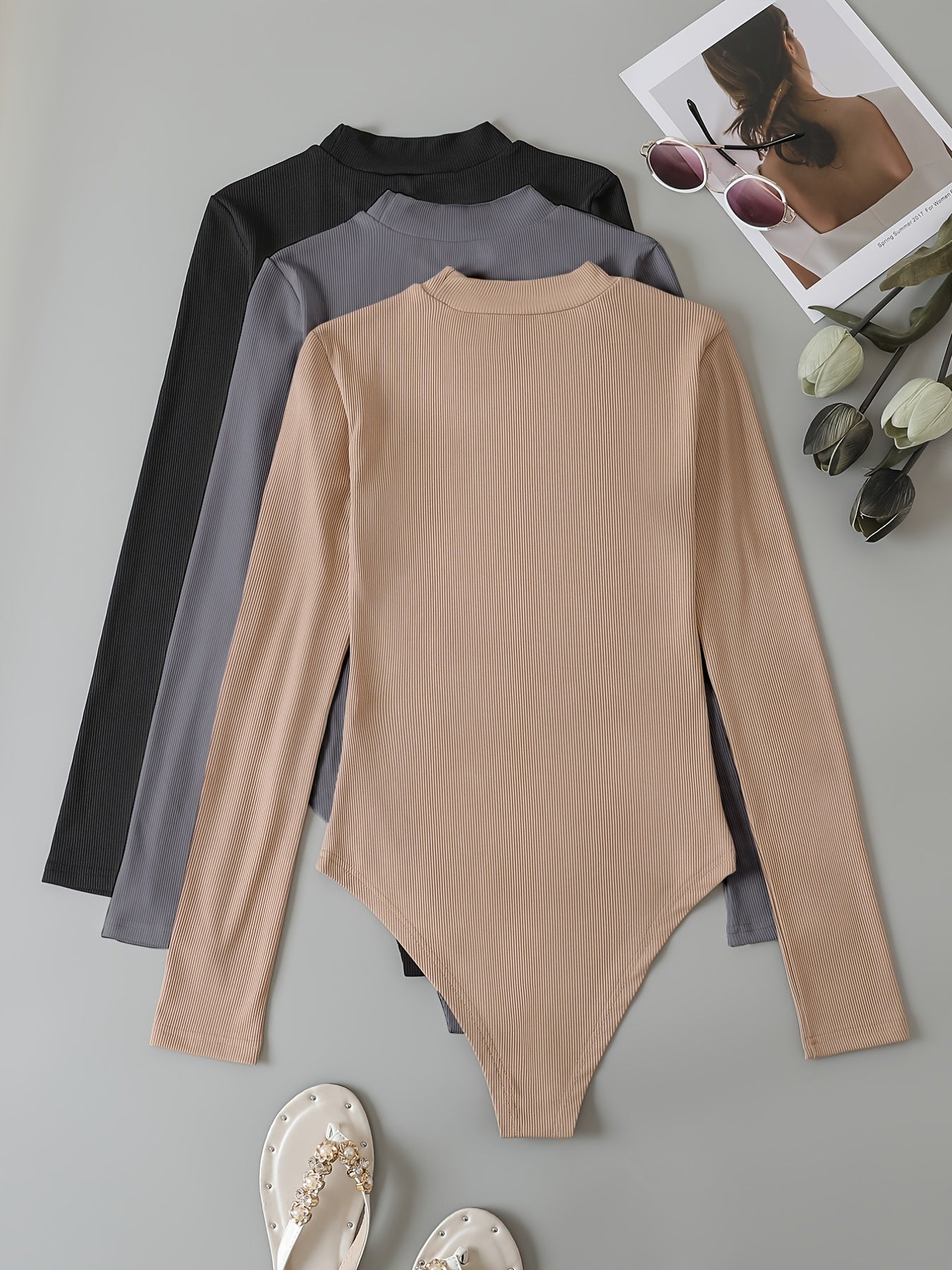 3 Pack Casual Crew Neck Bodysuits