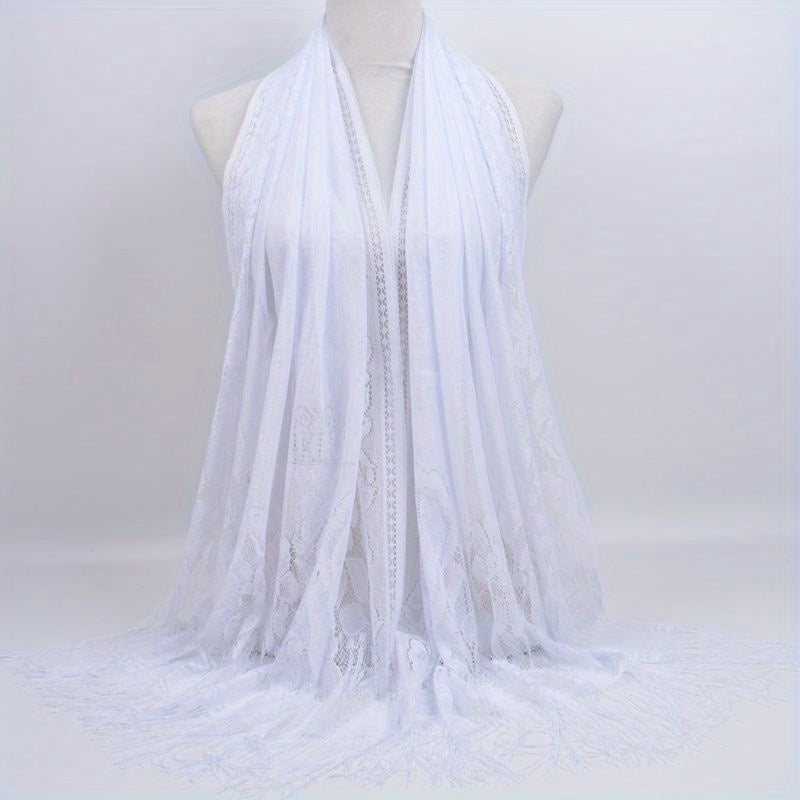 Lace Tassel Long Scarf Hollow Head Wrap Hair Accessories