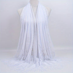 Lace Tassel Long Scarf Hollow Head Wrap Hair Accessories