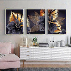 3pcs 5D DIY Diamond Painting Abstract Flower Full Diamond Painting