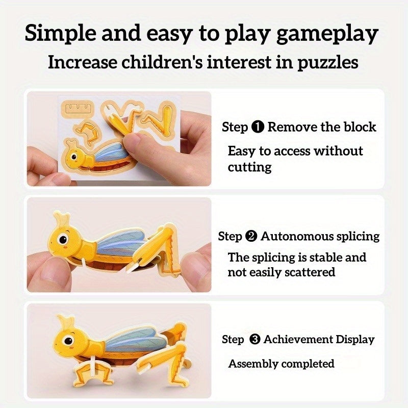 20pcs Kids 3D Puzzle Set - Animal Insect Theme - Educational Toy