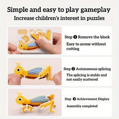 20pcs Kids 3D Puzzle Set - Animal Insect Theme - Educational Toy